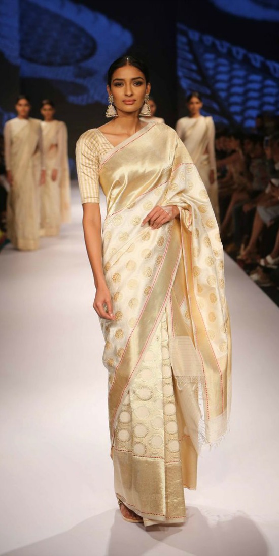 20 + White And Golden Border Designer Saree Collections