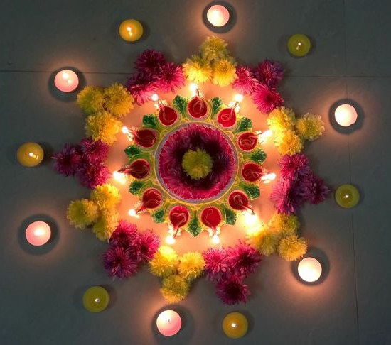 amazing flower diwali rangoli pattern