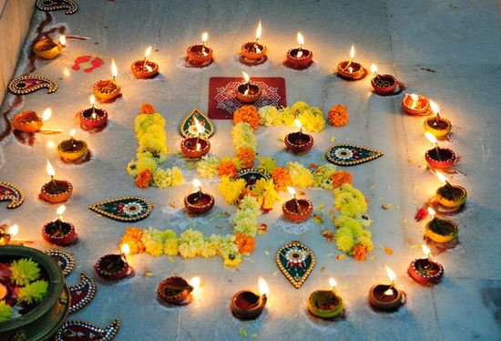 Diya swastik diwali rangoli designs